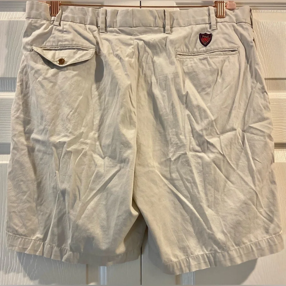 Polo Ralph Lauren Shorts Mens 38 Chino Khaki Golf Cotton Preppy Pleated Front